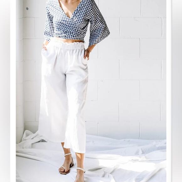 LJC Designs White Linen Puglia Pants - Picture 1 of 7